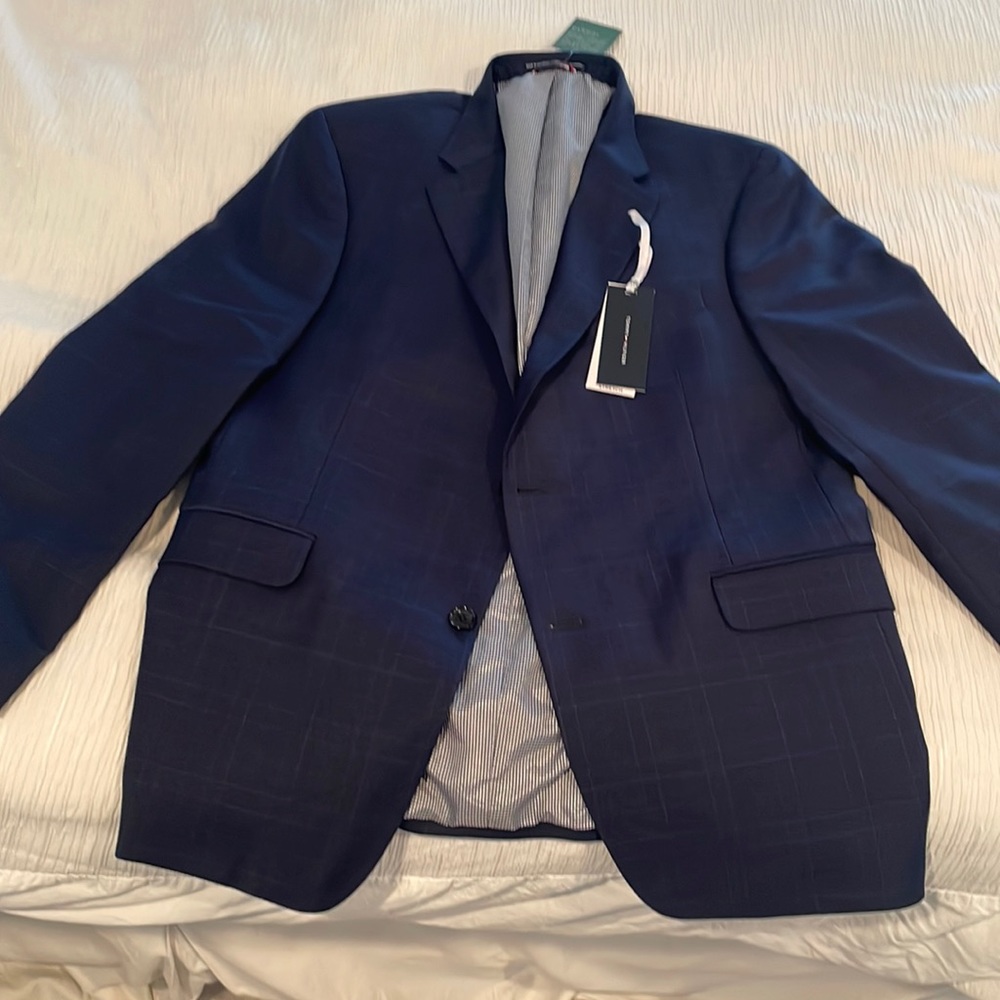 Tommy Hilfiger Adams Blue Glenplaid Suit Separate Blazer Size 42R